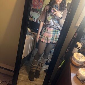 Free people plaid mini skirt